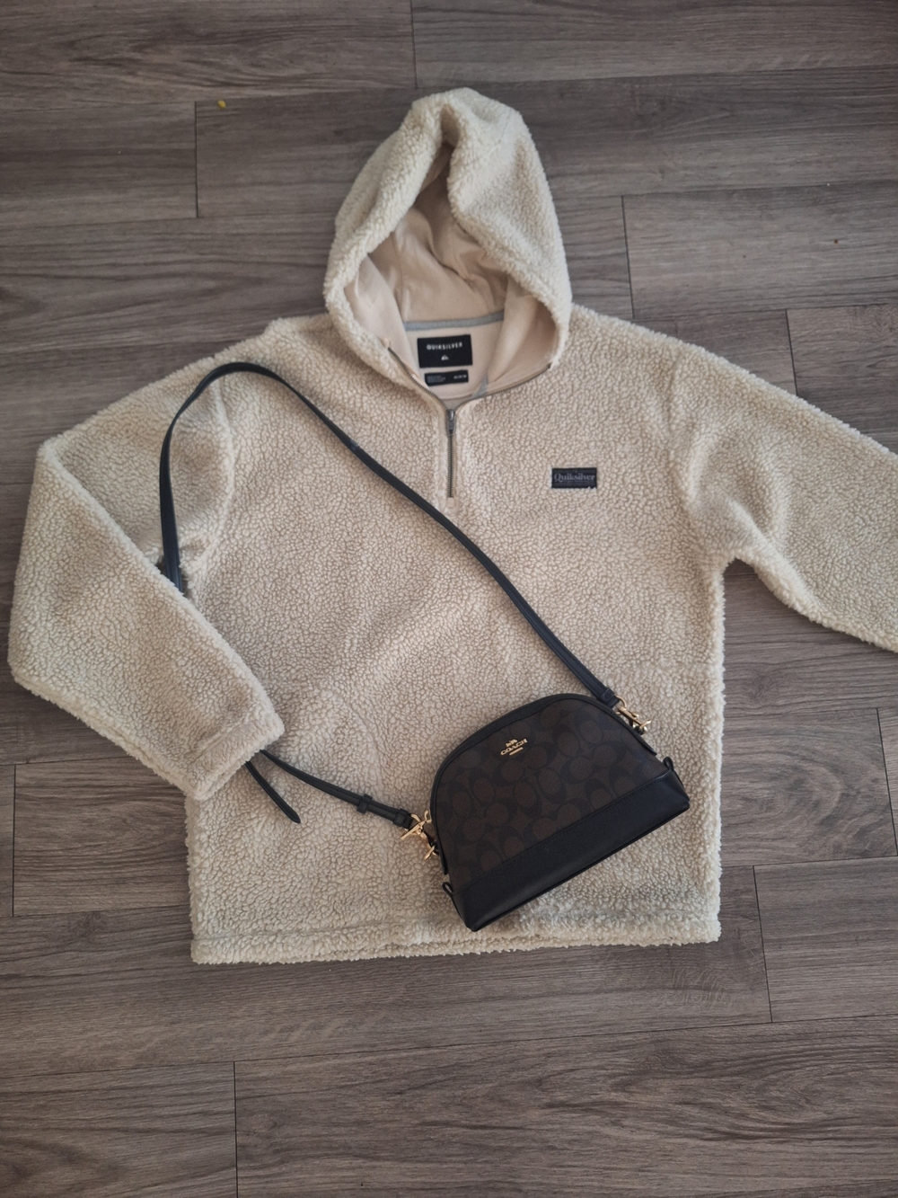 Quiksilver Cream Sherpa Half-Zip Hoodie